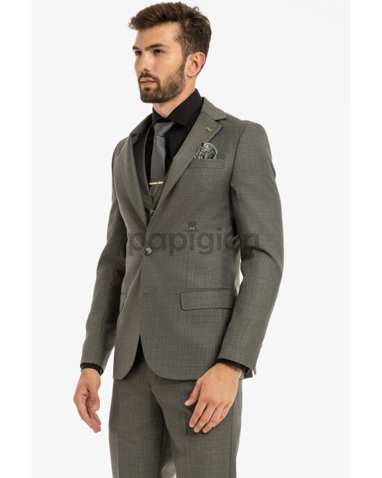 Κοστούμι Black Papigion γκρι σκούρο SLIM FIT