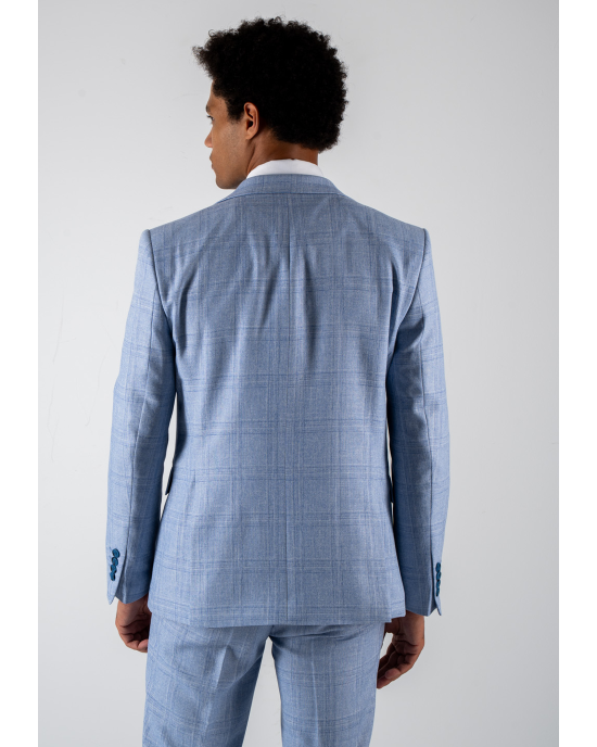 Κοστούμι Black Papigion Milano γαλάζιο με καρό μπλε SLIM FIT