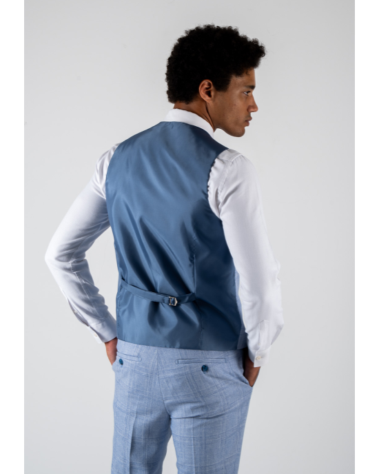 Κοστούμι Black Papigion Milano γαλάζιο με καρό μπλε SLIM FIT