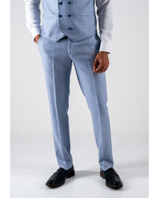 Κοστούμι Black Papigion Milano γαλάζιο με καρό μπλε SLIM FIT