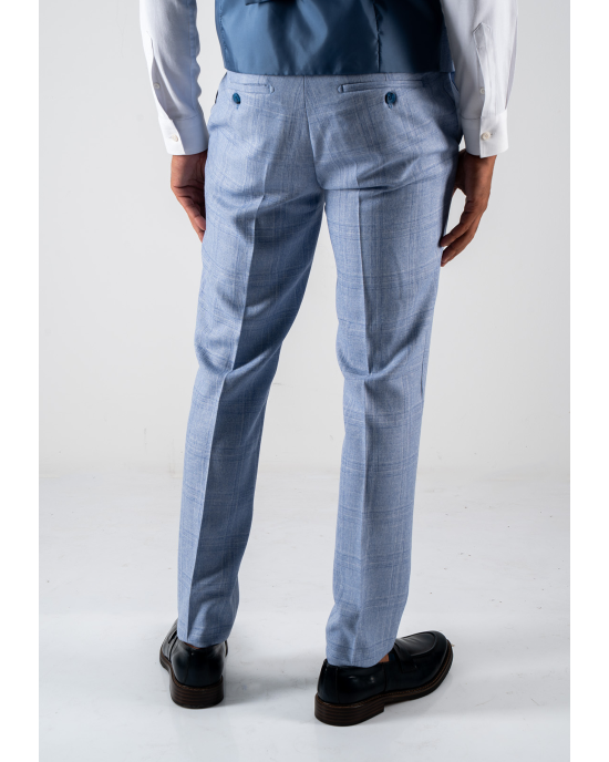Κοστούμι Black Papigion Milano γαλάζιο με καρό μπλε SLIM FIT
