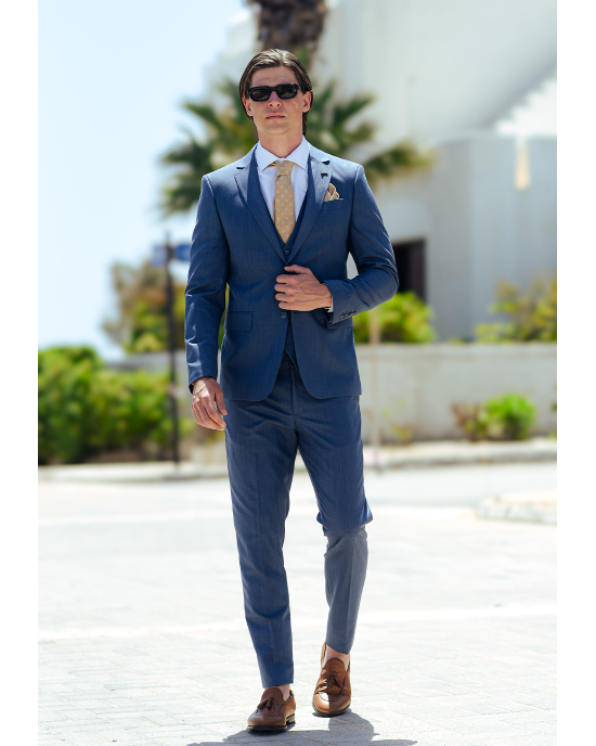 Κοστούμι Black Papigion Tenova μπλε SLIM FIT