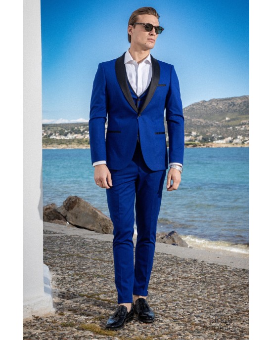Κοστούμι Vittorio Smokin μπλε ρουά SLIM FIT
