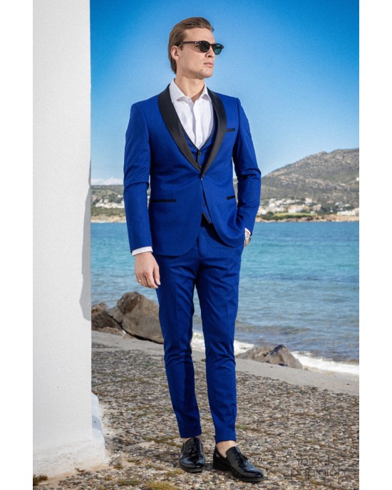 Κοστούμι Vittorio Smokin μπλε ρουά SLIM FIT