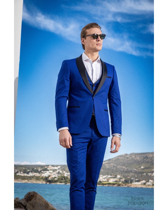 Κοστούμι Vittorio Smokin μπλε ρουά SLIM FIT