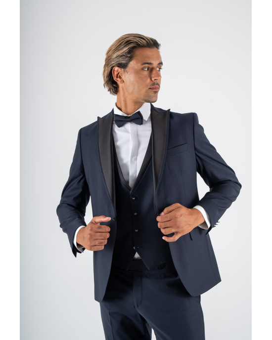 Κοστούμι 19V69 Italia Versace Abbigliamento Adriano Wool μπλε SLIM FIT