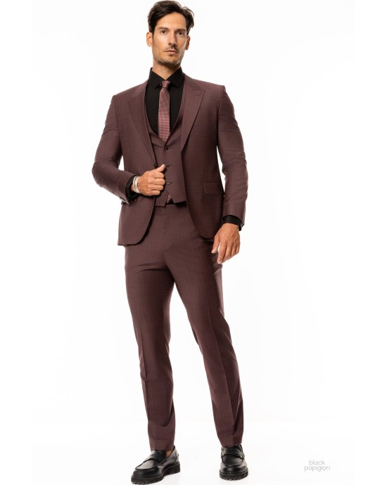 Κοστούμι Hugo μπορντό SLIM FIT