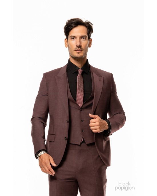 Κοστούμι Hugo μπορντό SLIM FIT