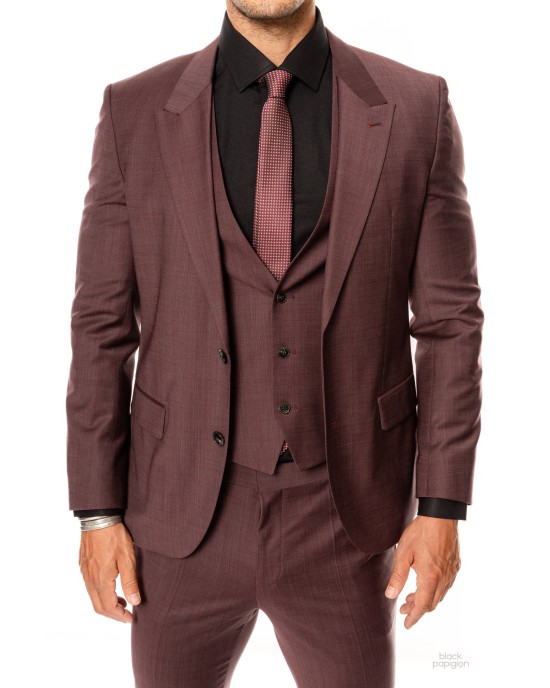 Κοστούμι Hugo μπορντό SLIM FIT