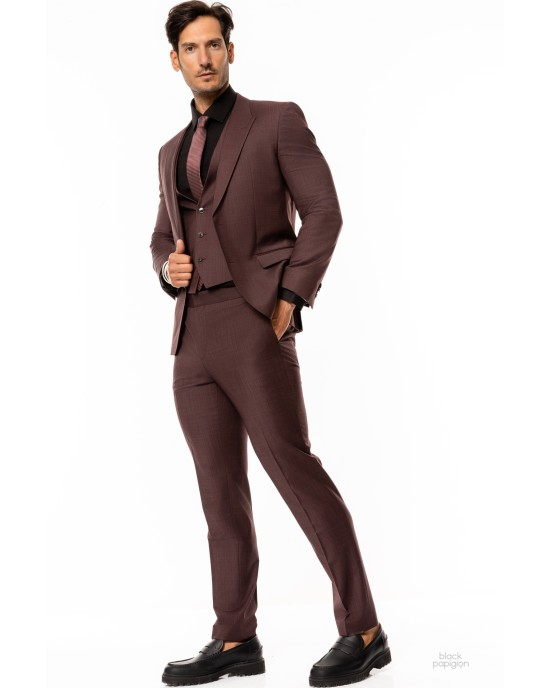 Κοστούμι Hugo μπορντό SLIM FIT