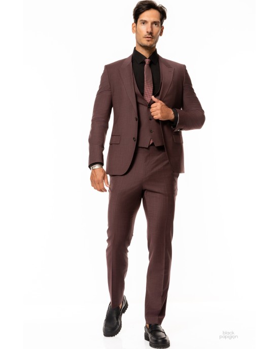 Κοστούμι Hugo μπορντό SLIM FIT