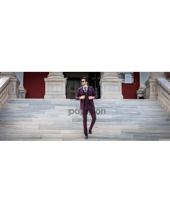 Κοστούμι Black Papigion μπορντό SLIM FIT