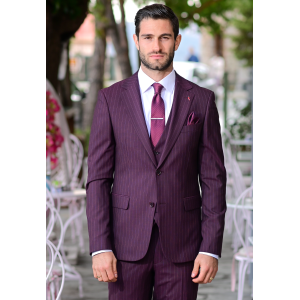 Κοστούμι Vittorio Mirano μπορντό με άσπρη ρίγα