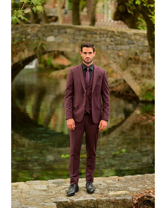 Κοστούμι Black Papigion μπορντό SLIM FIT