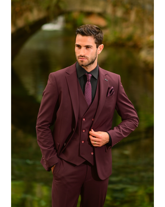 Κοστούμι Black Papigion μπορντό SLIM FIT