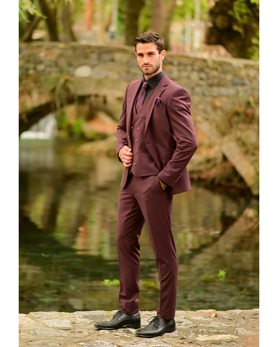 Κοστούμι Black Papigion μπορντό SLIM FIT