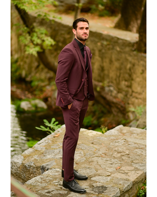 Κοστούμι Black Papigion μπορντό SLIM FIT
