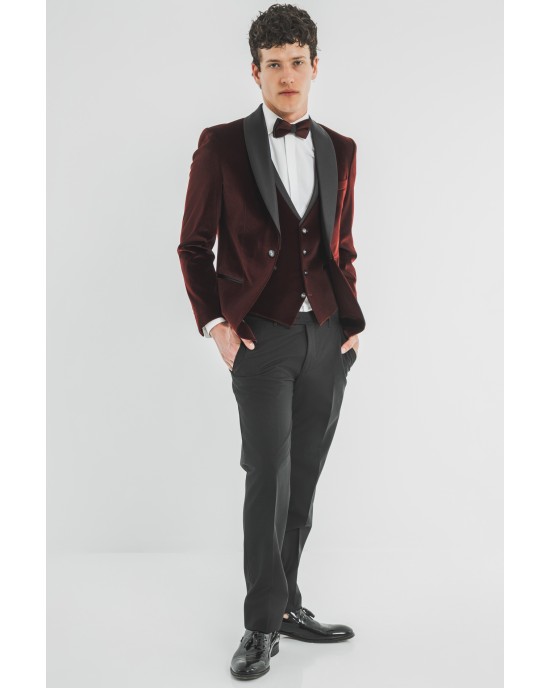 Κοστούμι Versace μπορντό SLIM FIT
