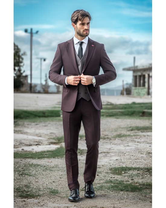 Κοστούμι Dezign μπορντό SLIM FIT