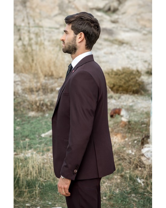 Κοστούμι Dezign μπορντό SLIM FIT