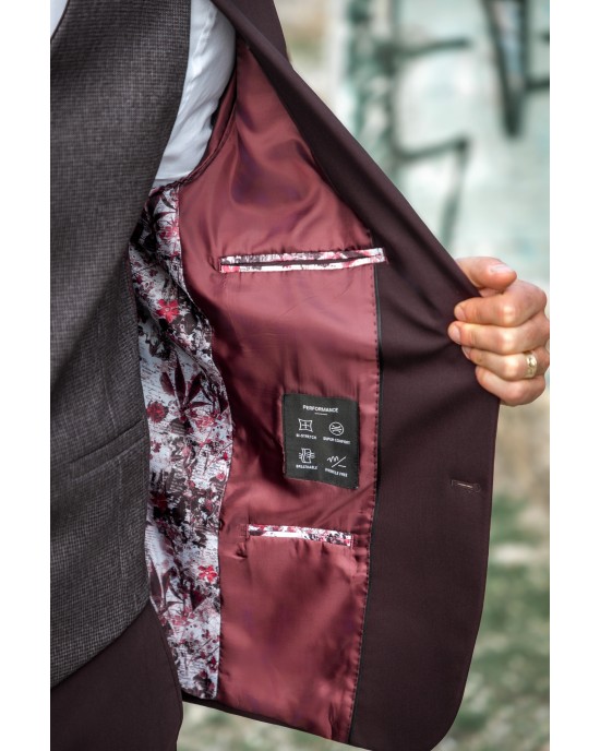 Κοστούμι Dezign μπορντό SLIM FIT