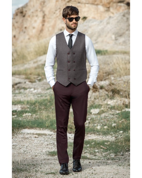 Κοστούμι Dezign μπορντό SLIM FIT