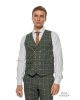 Κοστούμι Black Papigion πράσινο με καρό ασπρό SLIM FIT