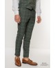 Κοστούμι Black Papigion πράσινο με καρό ασπρό SLIM FIT