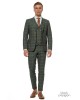 Κοστούμι Black Papigion πράσινο με καρό ασπρό SLIM FIT