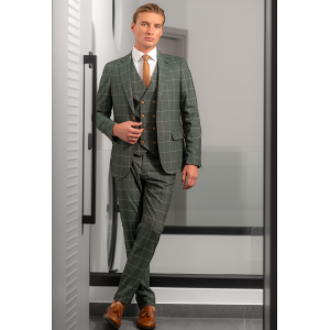 Κοστούμι Black Papigion πράσινο με καρό ασπρό