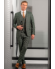 Κοστούμι Black Papigion πράσινο με καρό ασπρό SLIM FIT