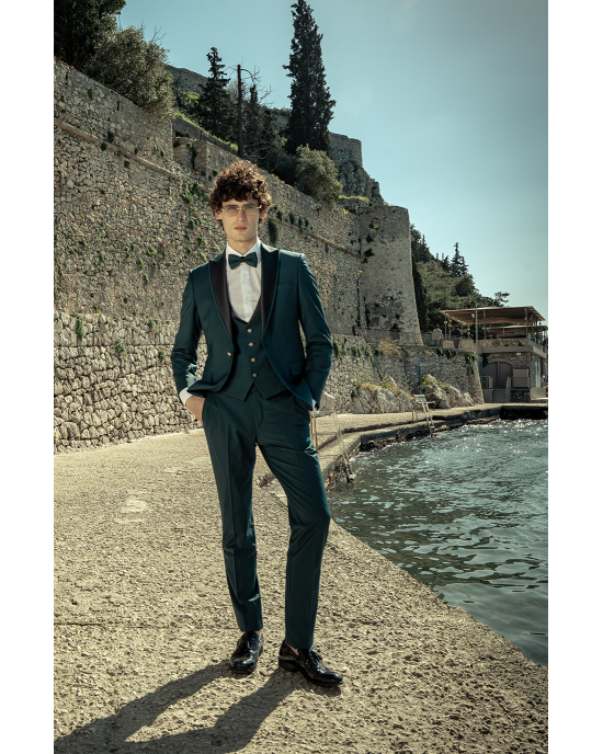 Κοστούμι 19V69 Italia Versace Abbigliamento Adriano Wool πράσινο SLIM FIT