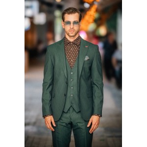 Κοστούμι Dezign πράσινο με άσπρη ρίγα