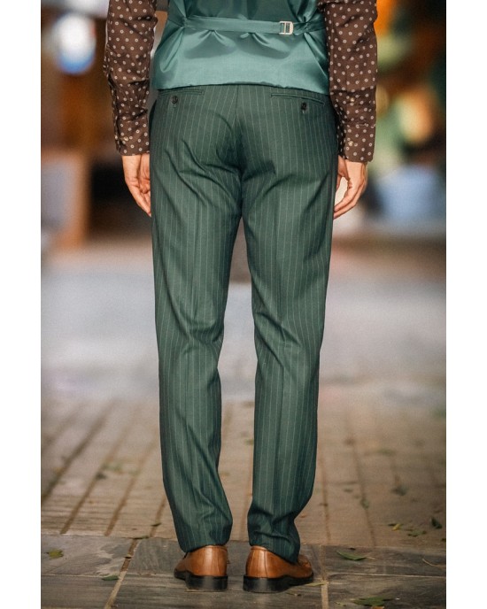 Κοστούμι Dezign πράσινο με άσπρη ρίγα SLIM FIT