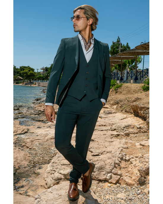 Κοστούμι Black Papigion Louka πράσινο SLIM FIT