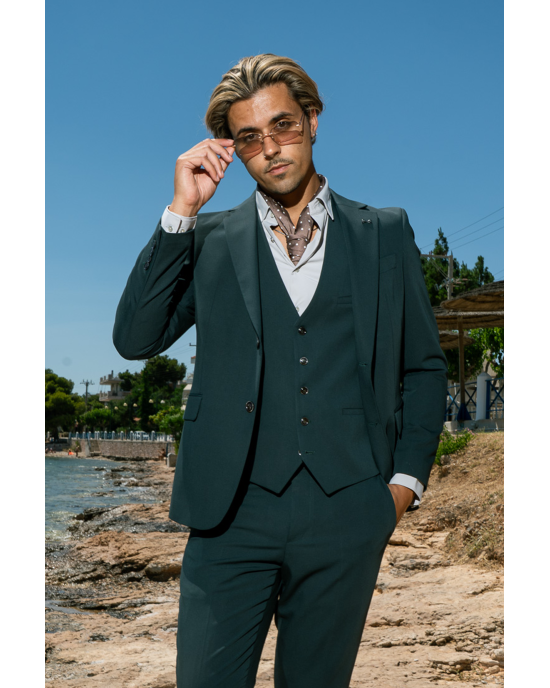 Κοστούμι Black Papigion Louka πράσινο SLIM FIT