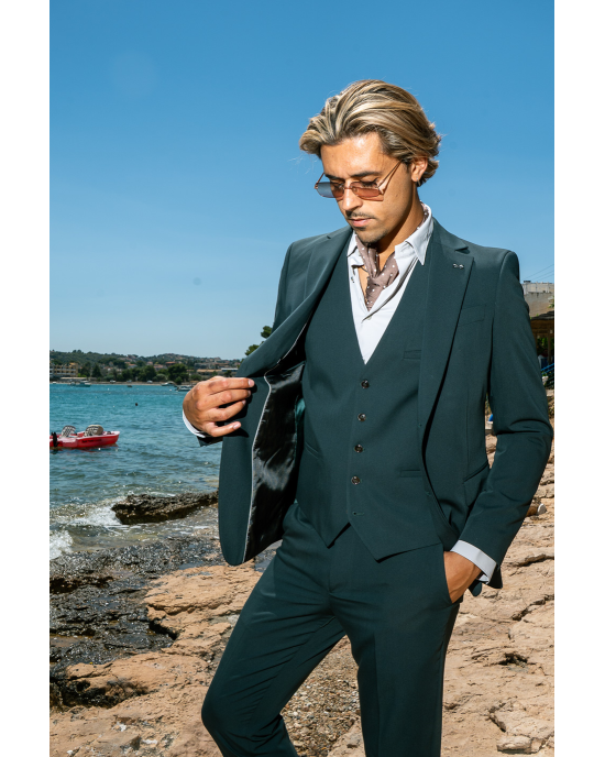 Κοστούμι Black Papigion Louka πράσινο SLIM FIT