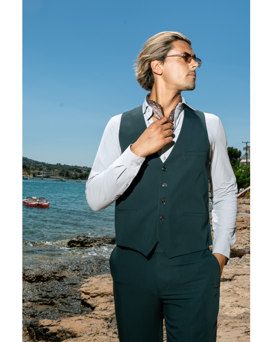 Κοστούμι Black Papigion Louka πράσινο SLIM FIT