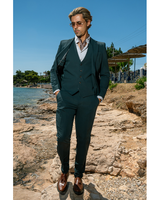 Κοστούμι Black Papigion Louka πράσινο SLIM FIT