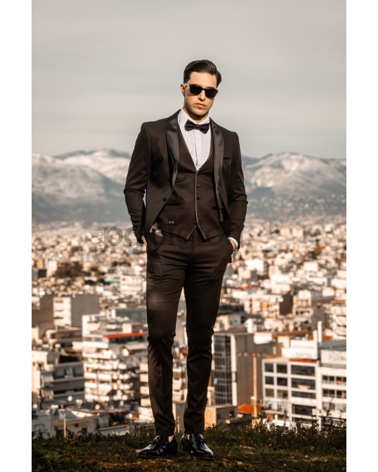 Κοστούμι Black Papigion μαύρο SLIM FIT