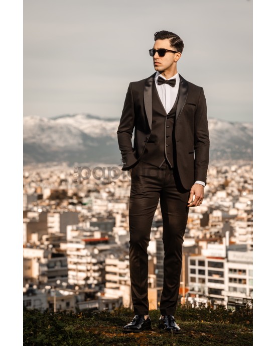 Κοστούμι Black Papigion μαύρο SLIM FIT