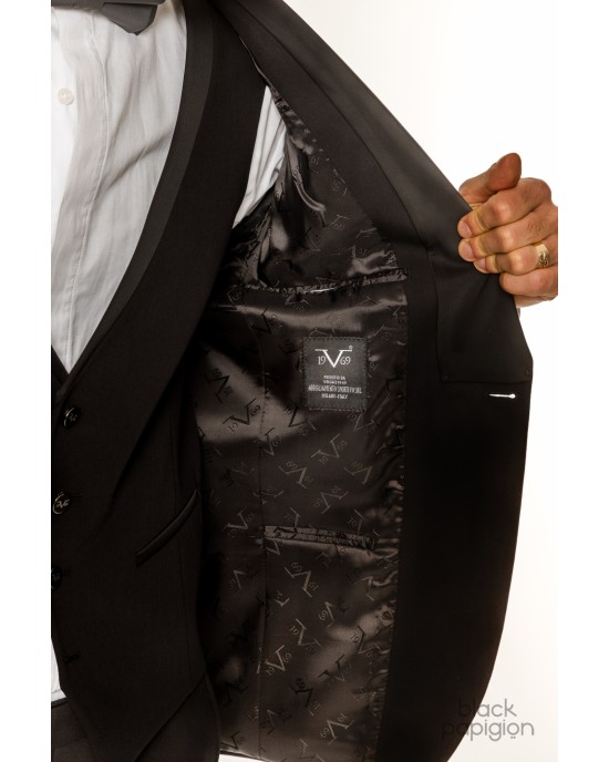 Κοστούμι 19V69 Italia Versace Abbigliamento Bruno Rolex μαύρο SLIM FIT