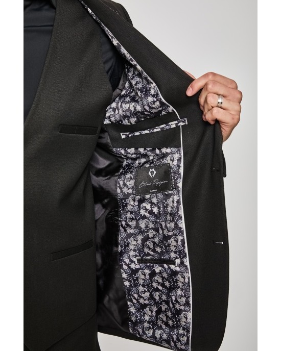 Κοστούμι Black Papigion μαύρο SLIM FIT