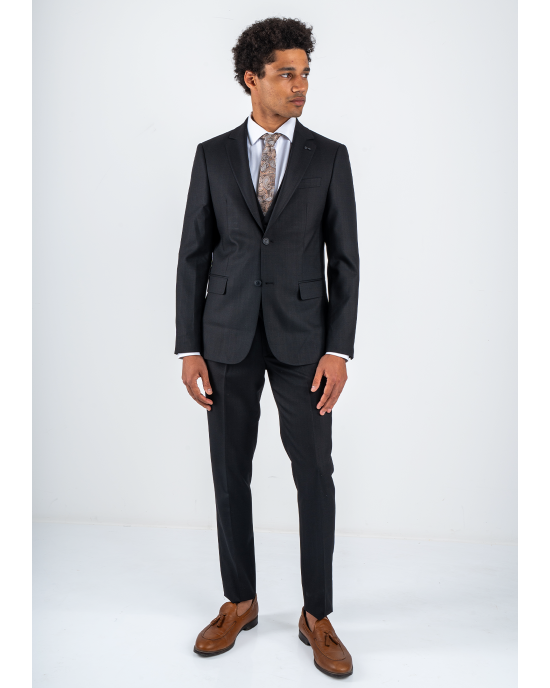 Κοστούμι Black Papigion Toscano μαύρο SLIM FIT