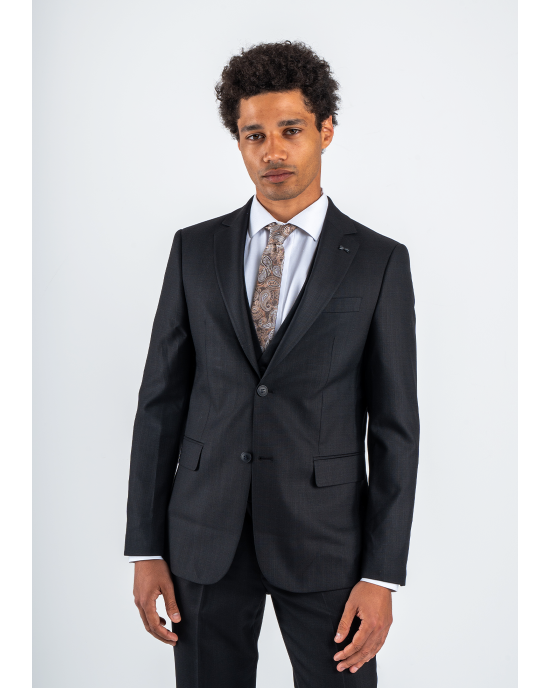 Κοστούμι Black Papigion Toscano μαύρο SLIM FIT