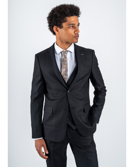 Κοστούμι Black Papigion Toscano μαύρο SLIM FIT