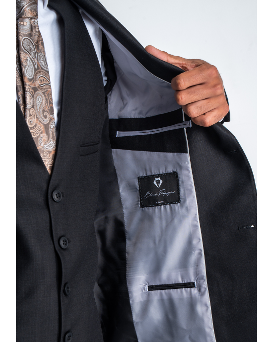 Κοστούμι Black Papigion Toscano μαύρο SLIM FIT