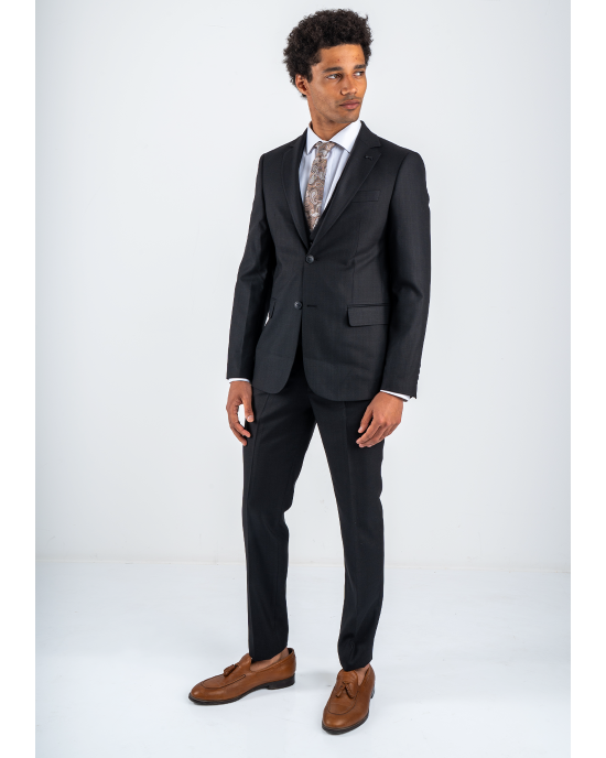 Κοστούμι Black Papigion Toscano μαύρο SLIM FIT