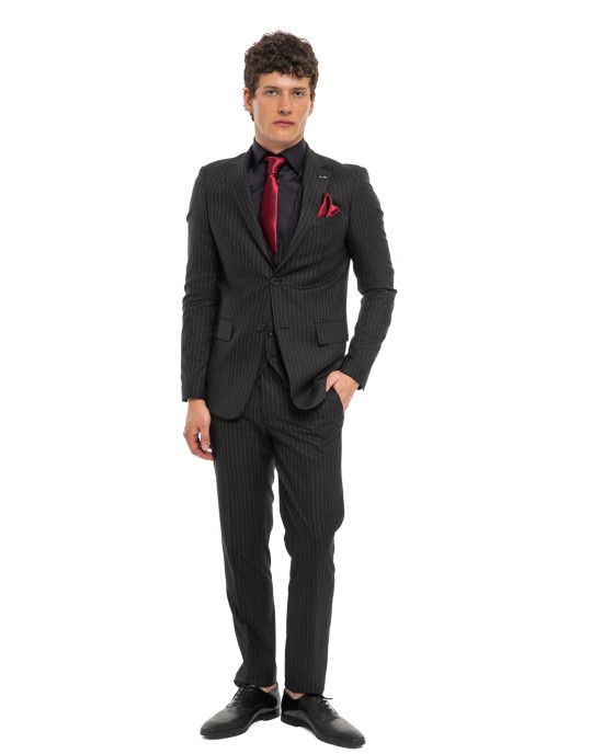 Κοστούμι Black Papigion μαυρο SLIM FIT
