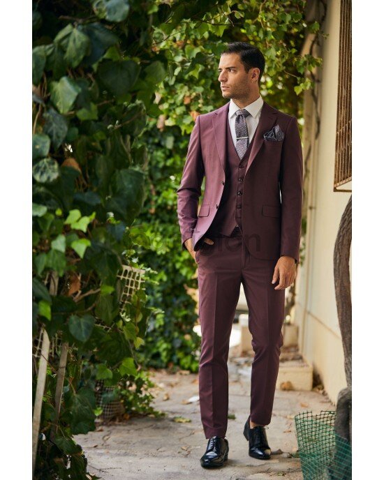 Κοστούμι Vittorio Firenze μωβ SLIM FIT